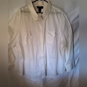 Lane Bryant... White Button-Up Shirt (86)